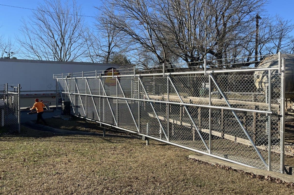 Chain link cantilever slide gate installation in Atlanta, GA