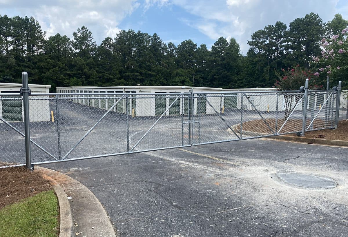 Chain link double gate with pedestrian walk gate in Georgia