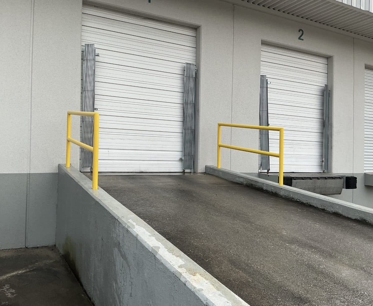 Commercial safety railings at loading dock bays in Georgia