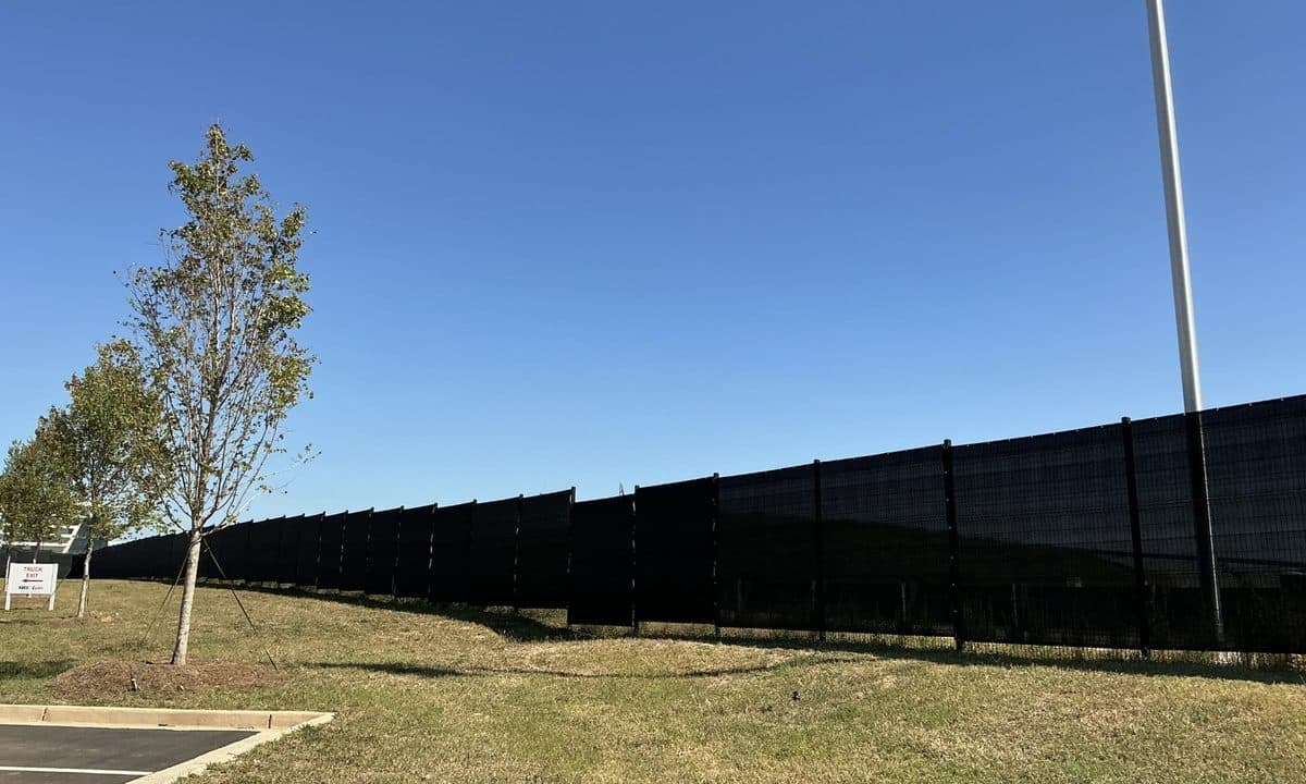 Commercial perimeter security fence at airport facility in Georgia