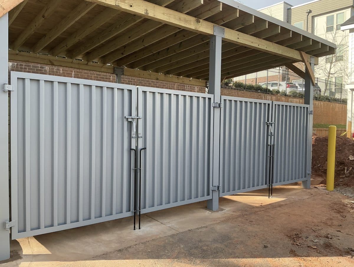 Dumpster enclosure installation for apartment complex in Atlanta, GA