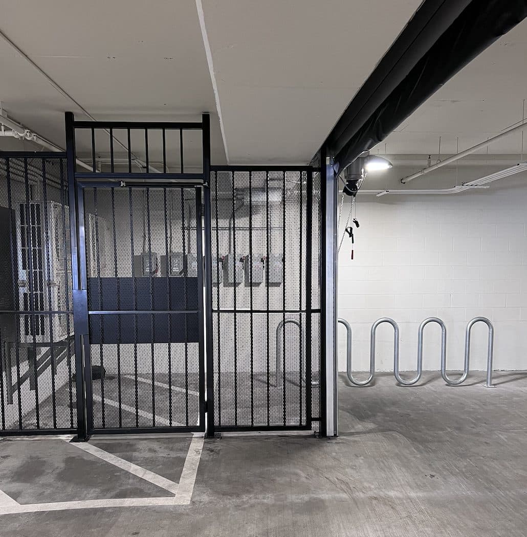 Parking garage security cage with bike storage in Georgia
