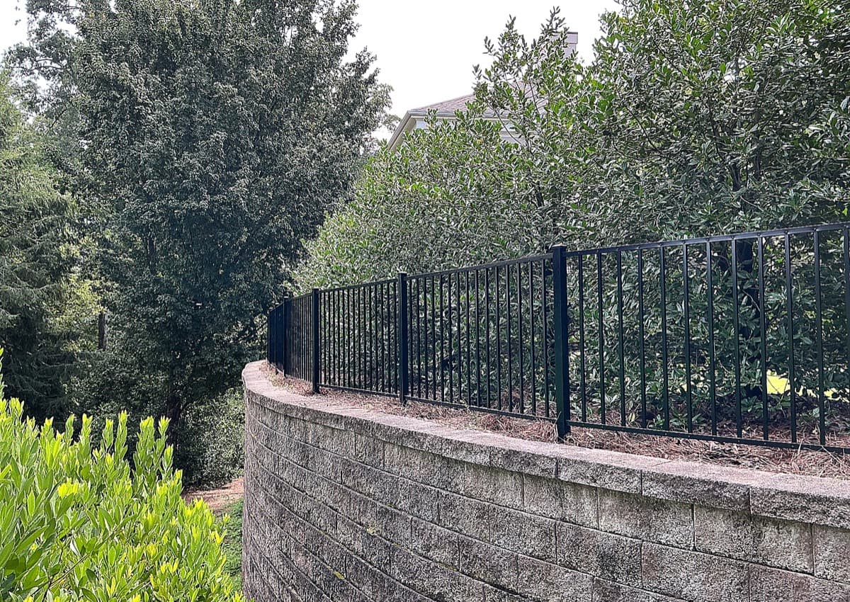 Smooth-top 2-rail black aluminum fence in Georgia
