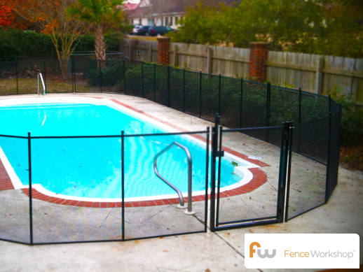 Mesh pool safety fencing